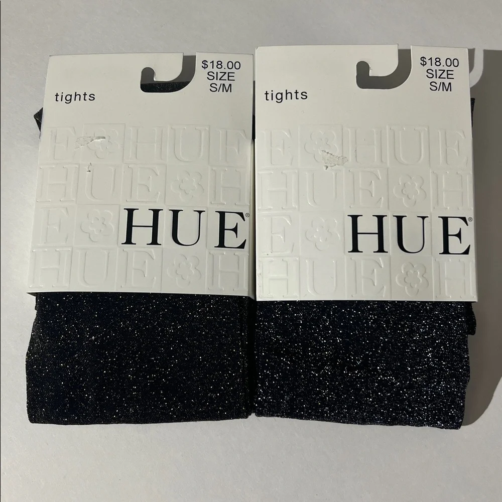 HUE Tights Tinted Metallic In Gold And Silver Black sz small/medium NEW!